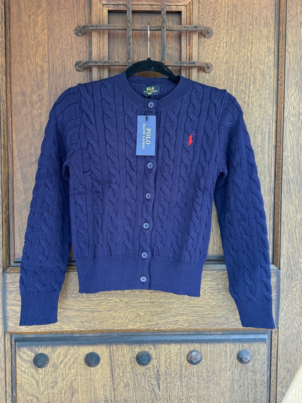 Ralph Lauren Cotton Knit Cardigan in Navy Size L
